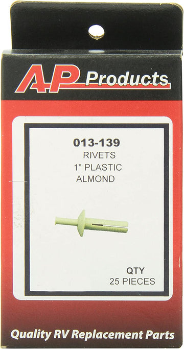 AP Products 013-139 1" Almond Plastic Rivet - Pack of 25