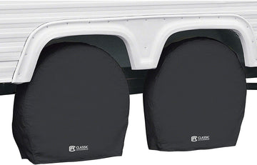 Classic Accessories OverDrive Standard RV & Trailer Wheel Cover, Pair, Black, (For 30" - 33" diameter tires, up to 9" wide) 30" - 33" diameter tires, up to 9" wide Dark Grey/Medium Grey