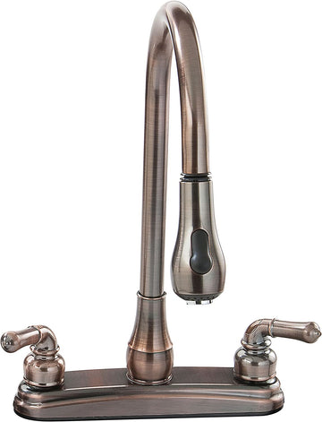 Empire Brass U-YOB2000B 8" Kitchen Deck Fauce with Pull-Down Sprayer Rubbed Bronze