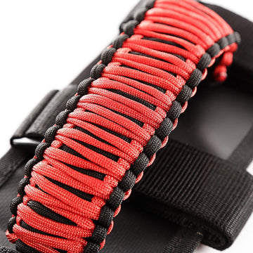 Rugged Ridge 13505.31 Grab Handles, Paracord 1959-1966 Jeep CJ3 Pair Roll Bar Mount Red/Black