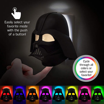 Star Wars Darth Vader LED Night Light, Color Changing, Collector’s Edition, Dusk-to-Dawn Sensor, Plug-in, Disney, Galaxy, Ideal for Bedroom, Bathroom, Nursery, Hallway, 43428