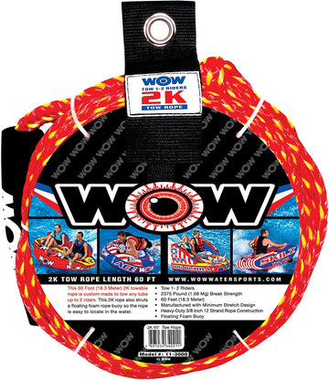 Wow World of Watersports, Tow Ropes, Floating Foam Buoys, Minimum Stretch Up to 2 Riders