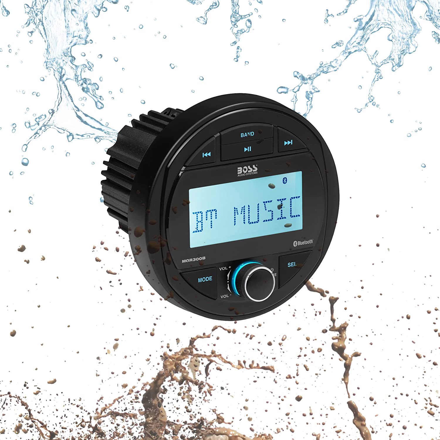 BOSS Audio Systems MGR300B Marine Boat Stereo Sound System Head Unit - No CD Player, Bluetooth Audio, IPX5 Rated, USB, MP3, AM/FM Radio Receiver