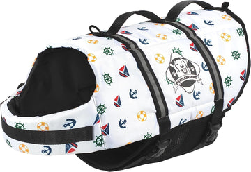Paws Aboard PAWN1500 Designer Doggy Life Jacket, Large, Nautical Print Large Nautical Dog