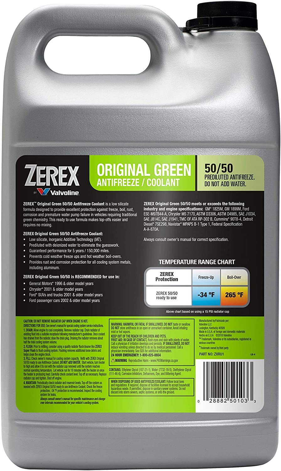 Zerex ZXRU1 Green Antifreeze/Coolant - 1 Gal. (128 Oz.)