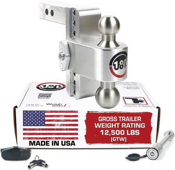 Weigh Safe Adjustable Trailer Hitch Ball Mount, 6" Adjustable Drop Hitch for 2" Receiver w/ 2 pc Keyed Alike Lock Set, Heavy Duty Aluminum Trailer Tow Hitch w/Stainless Steel Tow Balls, 12,500 GTW 6" Drop Hitch 2 Piece Keyed Alike Lock Set