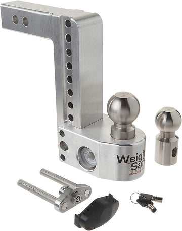 Weigh Safe WS8-2 Adjustable Ball Mount with 8" Drop and 2" Shank 8" Drop Hitch - Aluminum