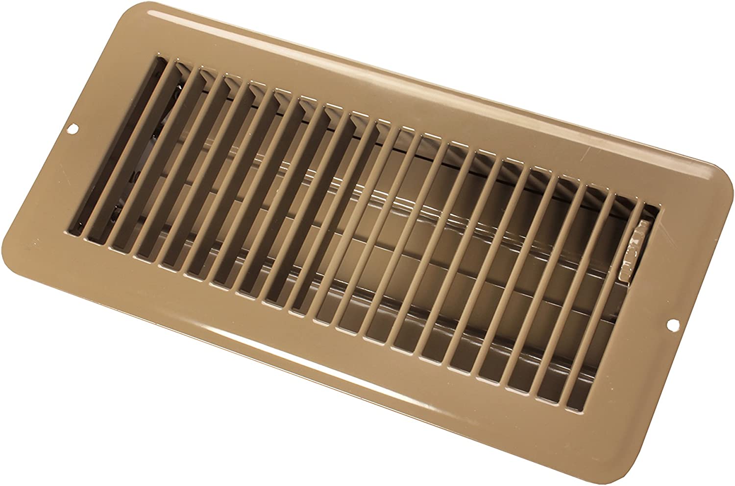 JR Products (02-29015) Brown 4" x 10" Metal Dampered Floor Register