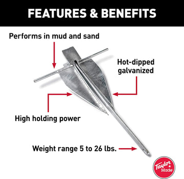 Legacy Series Anchor for Boats 16' to 50' Long 8lb - Boats 29'-33'