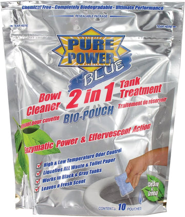 Valterra V23020 Pure Power Blue Waste Digester and Odor Eliminator - 2-in-1 Drop-Ins, Pack of 10 2-In-1 Drop-Ins - Pack of 10
