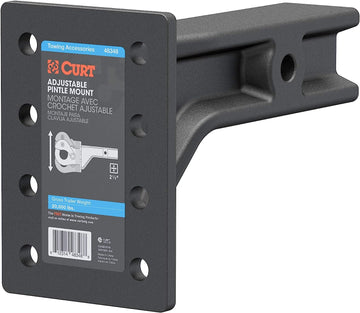 CURT 48348 Adjustable Pintle Mount for 2-1/2-Inch Hitch Receiver, 20,000 lbs, 7-1/4-Inch Height, 10-3/4-Inch Length