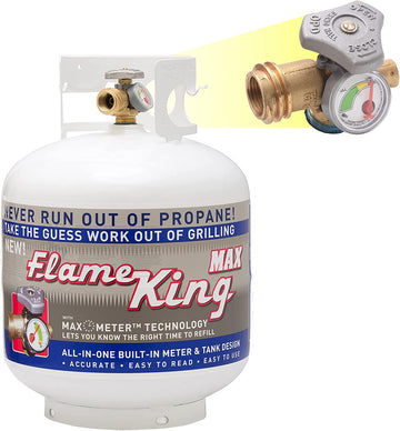 Flame King YSN230 20 Pound Steel Propane Tank Cylinder With Overflow Protection Device Valve and Built-in Gauge, Great For Grills And BBQs Original Version