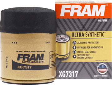 FRAM Ultra Synthetic Automotive Replacement Oil Filter, Designed for Synthetic Oil Changes Lasting up to 20k Miles, XG7317 with SureGrip (Pack of 1)