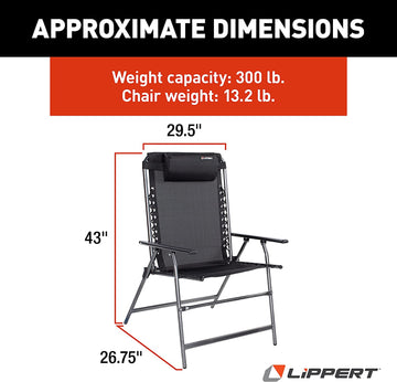 Lippert All-Weather Bungee Deck Chair with Adjustable Headrest