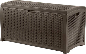 Suncast DBW9200 Mocha Wicker Resin Deck Box, 99-Gallon 99 Gallon
