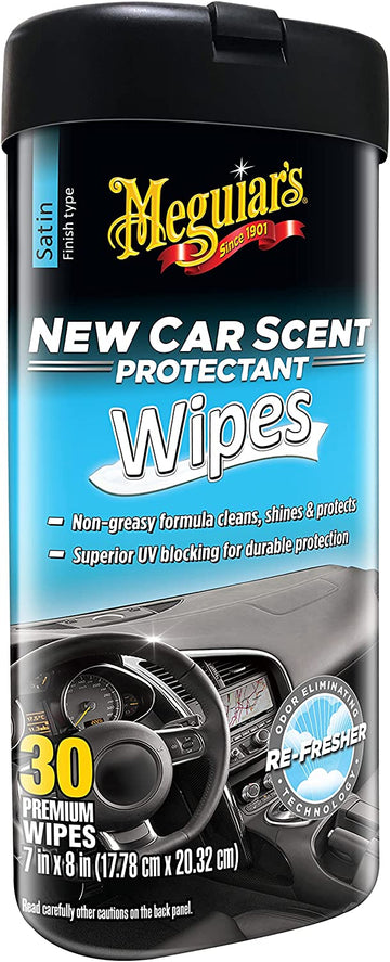 Meguiar's G4200 New Car Scent Protectant Wipes (25 Wipes)