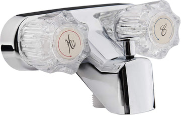 Dura Faucet (DF-SA110A-CP) RV Tub and Shower Faucet Valve Diverter with Crystal Acrylic Knobs (Chrome) 2-Hole 4" Installation Chrome Polished Finish