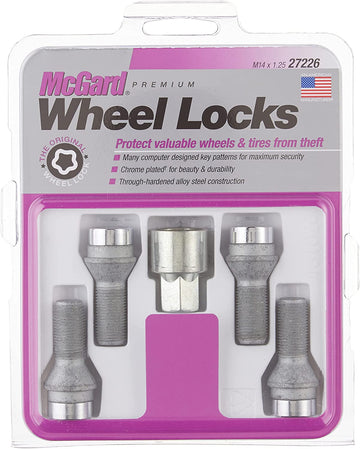 McGard 27226 Chrome Bolt Style Cone Seat Wheel Locks, M14 x 1.25 Thread Size, Set of 4