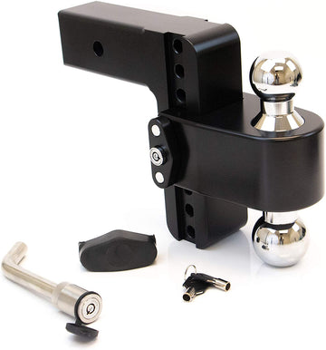 Weigh Safe CTB625KACERBLA, 6" Drop 180 Hitch w/ 2.5" Shank/Shaft, Adjustable Aluminum Trailer Hitch & Ball Mount, Chrome Plated Combo Ball (2" & 2-5/16") Keyed Alike Lock Hitch Pin CERAKOTE Black 6"Drop- CERAKOTE BLACK FINISH