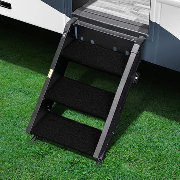 Prest-O-Fit 2-0242 Trailhead Universal RV Step Rug - 17.5" Wide, Obsidian Black, 3-Piece Set