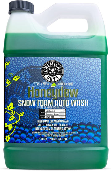 Chemical Guys CWS_110 Honeydew Snow Foam Car Wash Soap (Works with Foam Cannons, Foam Guns or Bucket Washes) Safe for Cars, Trucks, Motorcycles, RVs & More, 128 oz (1 Gallon), Honeydew Scent 128 oz (1 Gallon) Honeydew