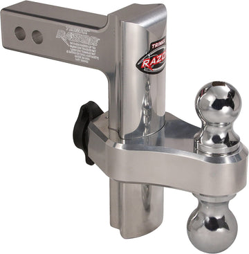 Trimax TRZ8AL 8" Premium Aluminum Adjustable Hitch with Dual Hitch Ball and T5 Receiver Lock, Polished Aluminum