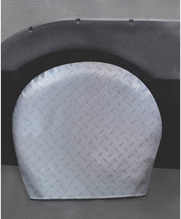ADCO 3752 Silver #2 Diamond Plated Steel Vinyl Tyre Gard Wheel Cover, (Set of 2) (Fits 30"-32")
