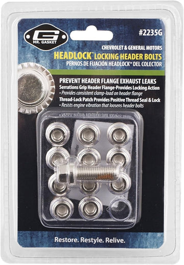 Mr. Gasket 2235G Headlock Locking Header Bolt, (Set of 12)