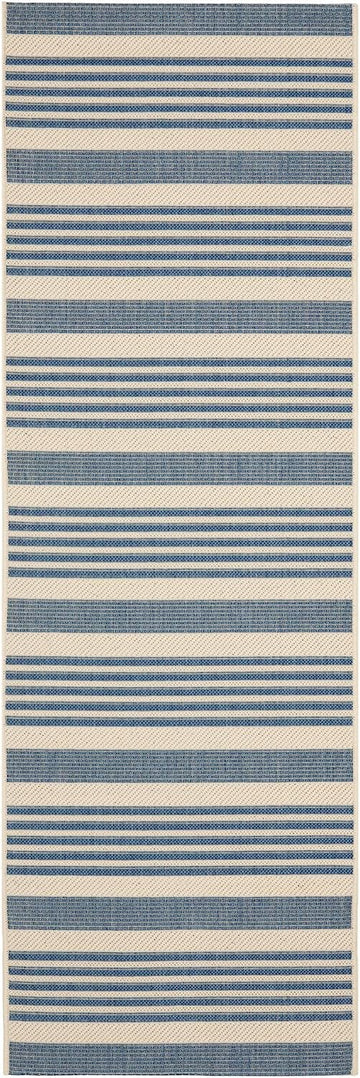 Safavieh Courtyard Collection CY6062-233 Beige and Blue Indoor/Outdoor Runner, 2 feet 3 inches by 6 feet 7 inches (2'3" x 6'7") 2'3" x 6'7" Beige