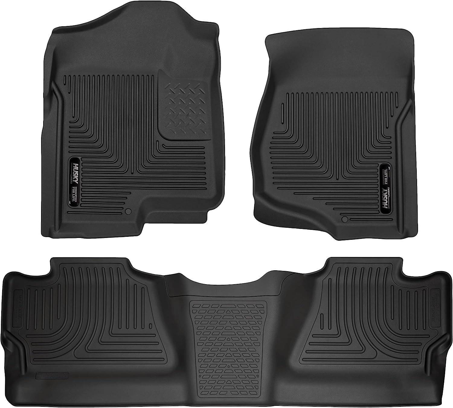 Husky Liners Custom Fit Front and Second Seat Floor Liner Set for Select Chevrolet Silverado/GMC Sierra Models (Black) Black Custom Fit