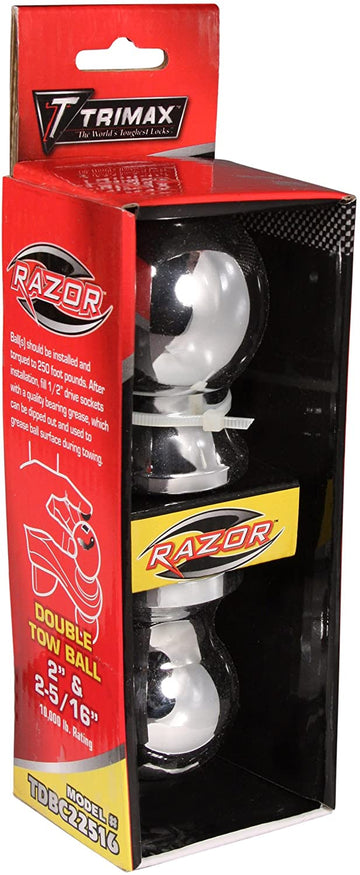 Trimax 2-Inch and 2-5/16-Inch Double Tow Balls Chrome for Aluminum Razors Only