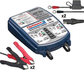 OptiMATE 3 Dual bank, TM-451, 7-step 2x12V 0.8A sealed battery saving charger & maintainer OptiMATE 3 - 2 Bank, 12V 0.8A