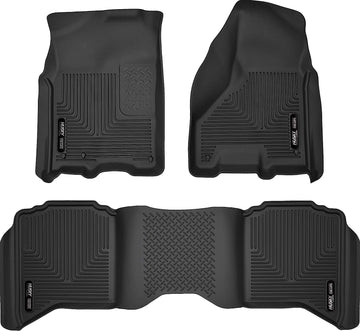 Husky Liners Weatherbeater Front/2nd Seat Floor Mats Fits 2009-18, 2019 1500 Classic, 2010-18 Dodge Ram 2500/3500 Crew Cab Black Weatherbeater Front & 2nd Seat Floor Mats Crew Cab