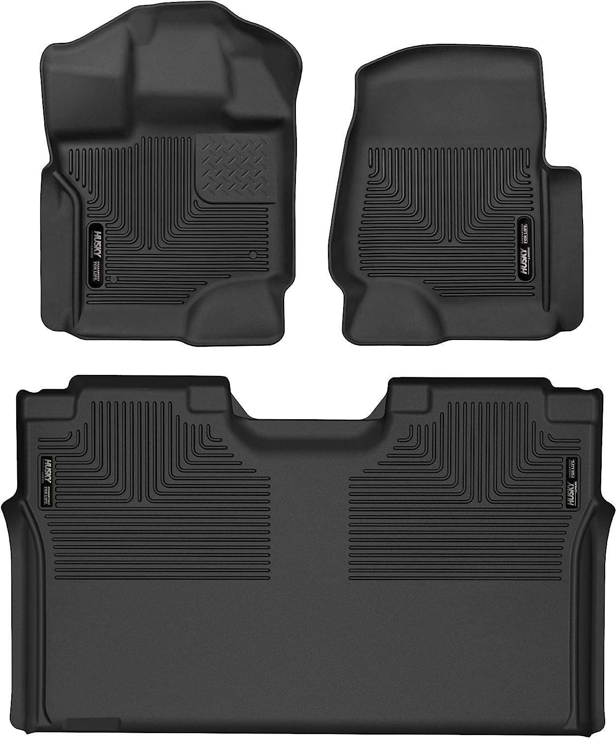 Husky Liners X-act Contour Series | Front & 2nd Seat Floor Liners - Black | 53498 | Fits 2015-2022 Ford F-150 SuperCrew Cab w/o Fold Flat Storage 3 Pcs
