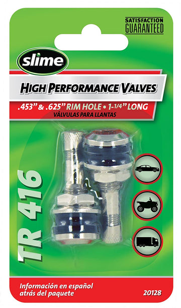 Slime 20128 Chrome High Performance Tire Valve Stems 1-1/4" TR 416