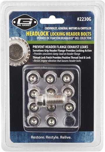 Mr. Gasket 2230G Headlock Locking Header Bolt, (Set of 12)