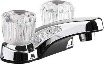Dura Faucet (DF-PL700A-CP) RV Bathroom Faucet with Crystal Acrylic Knobs (Chrome) Crystal Acrylic Knobs Chrome Polished