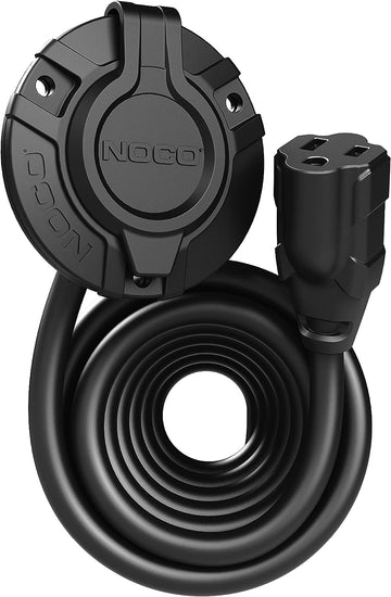 NOCO GCP1EX 15 Amp AC Port Plug, 125 Volt Power Inlet Socket, Charger Plug, and Waterproof Electrical Outlet Receptacle with 12-Foot Integrated Outdoor Extension Cord
