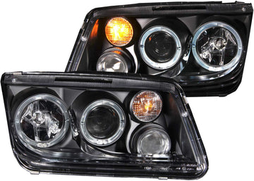 AnzoUSA 121369 Black/Clear Halogen Projector Headlight for Volkswagen Jetta