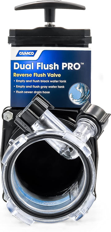 CAMCO Dual Flush Pro Holding Tank Rinser with Gate Valve- Thoroughly Cleans Entire Septic System and Breaks Down Tough Clogs in Pipes (39062)