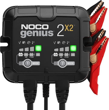 NOCO GENIUS2X2, 2-Bank, 4A (2A/Bank) Car Battery Charger, 6V and 12V Automotive Battery Charger, Battery Maintainer, Trickle Charger and Desulfator for AGM, Lithium, Motorcycle, and RV Batteries