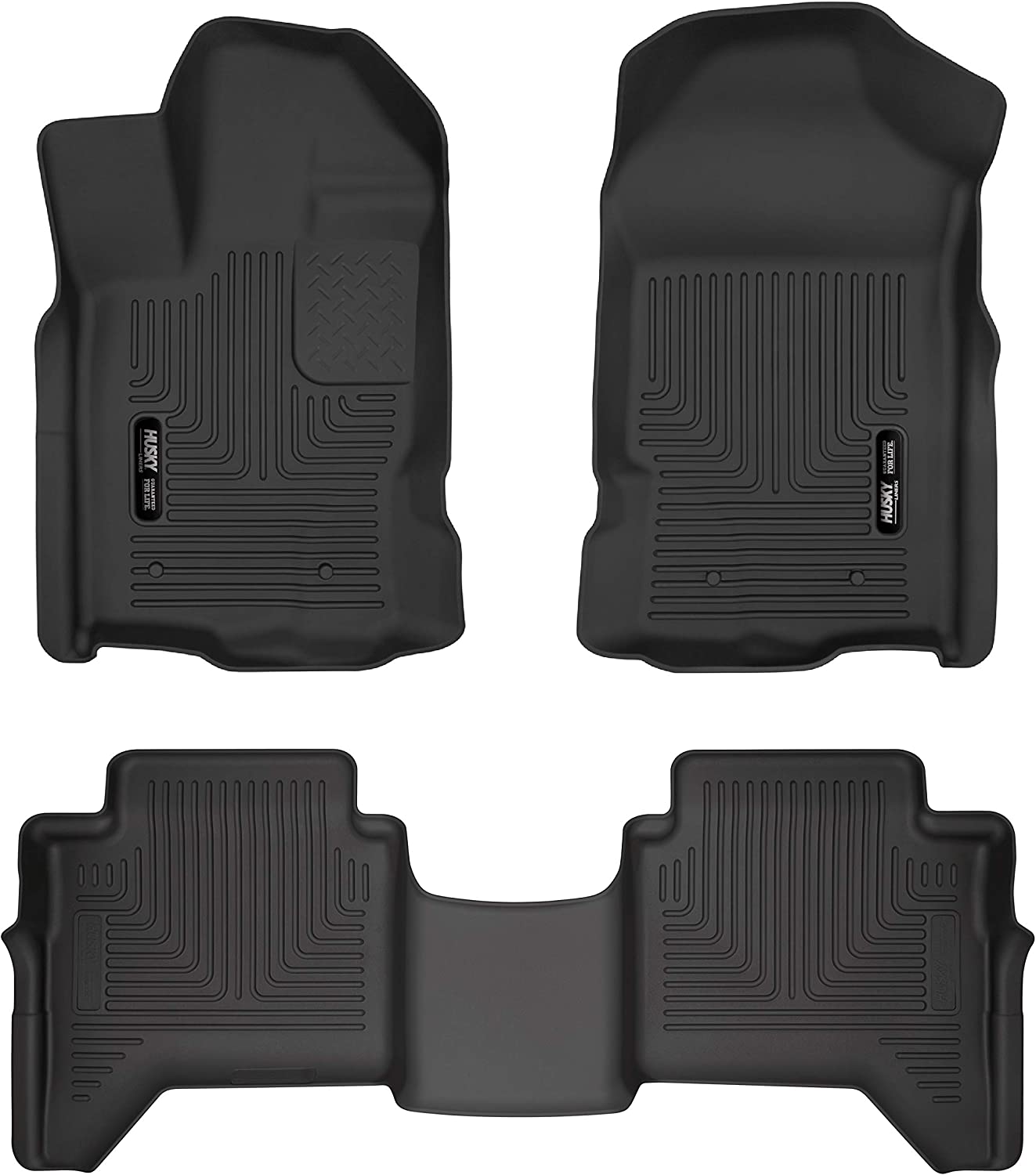 Husky Liners Weatherbeater | Fits 2019-2022 Ford Ranger SuperCrew Cab, Front & 2nd Seat Floor Liners - Black, 3 pc. | 94101