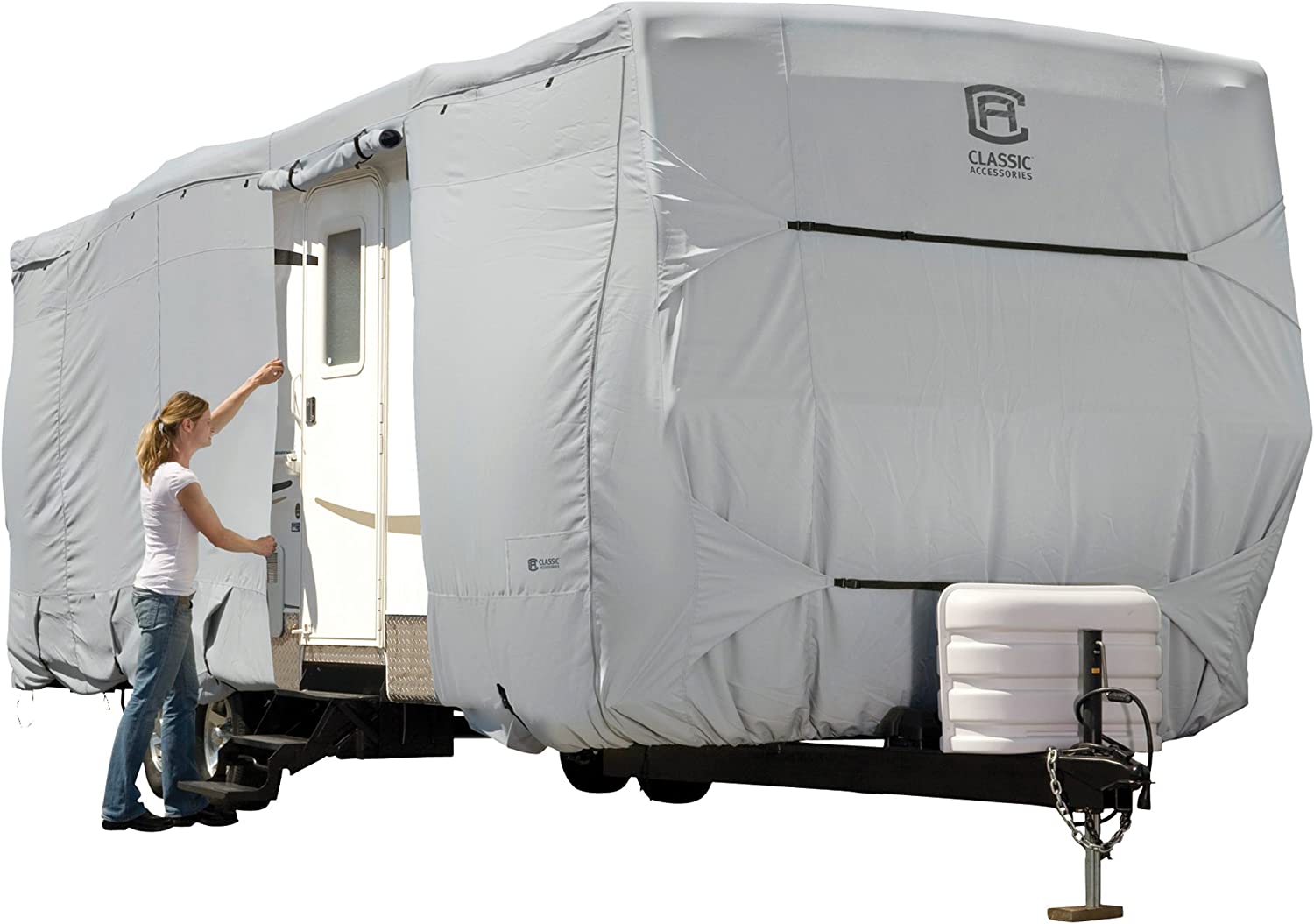 Classic Accessories 80-136-161001-00 Overdrive PermaPro Heavy Duty Cover 22' to 24' Travel Trailers , Grey 22'-24'