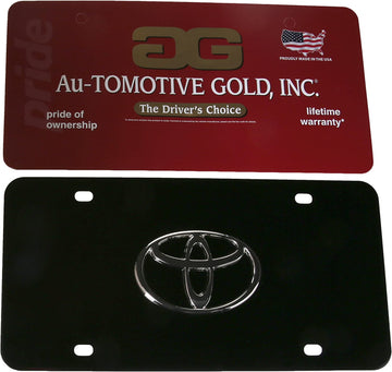 Auto Gold TOYCB Chrome On Black License Logo Plate, Toyota