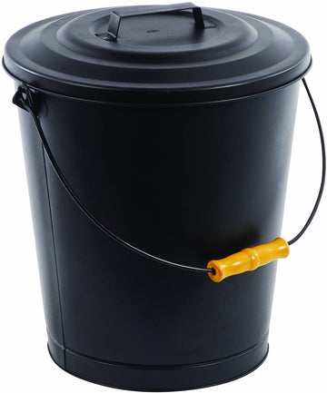 Pleasant Hearth 614 Fireplace Ash Bucket with Lid, Black