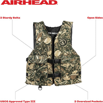 Airhead Youth Sportsman Life Vest with Pockets Universal Camo