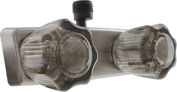 Dura Faucet (DF-SA100S-SN) RV Shower Faucet Valve Diverter with with Smoked Acrylic Knobs (Brushed Satin Nickel)