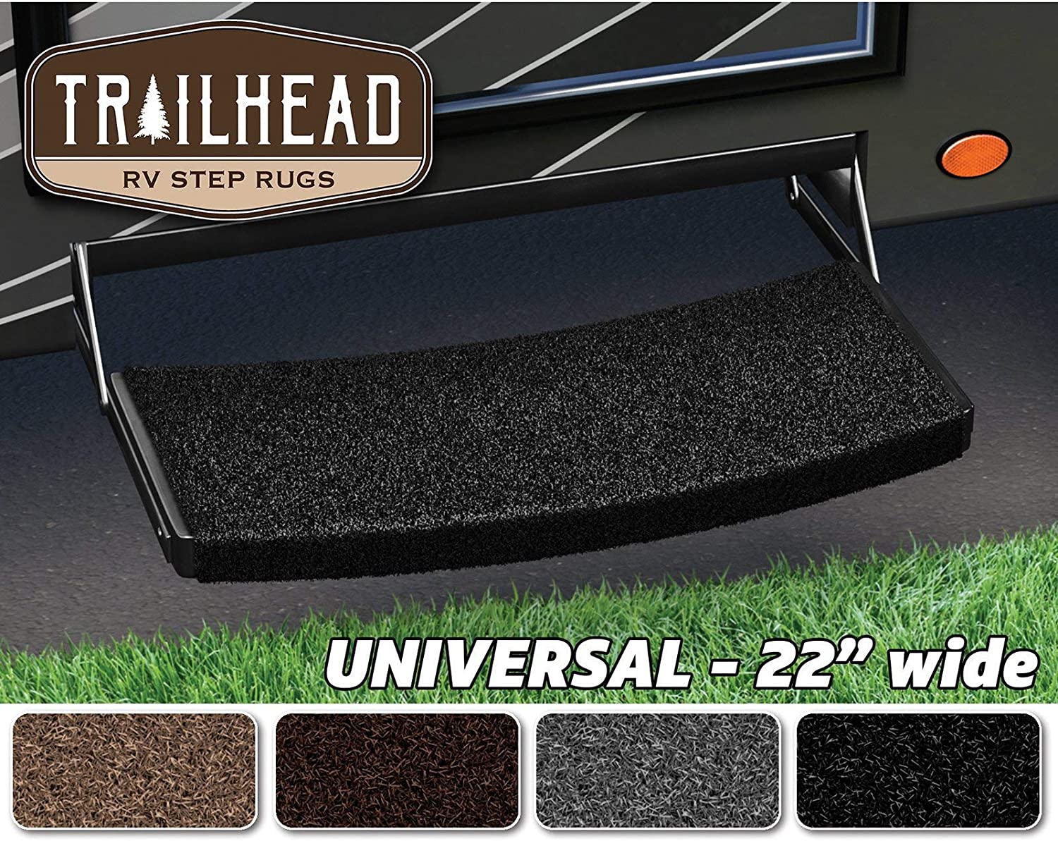 PREST-O-FIT 2-0223 Trailhead Universal RV Step Rug - 22", Obsidian Black