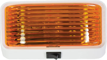 Arcon 18111 12V Universal Porch/Utility Light with Amber Lens, White Base with Switch