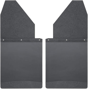 Husky Liners Mud Flaps Kick Back Mud Flaps 14 inches Wide - Black Top and Black Weight - Black 17112 Fits Chevrolet Silverado, Ford F-150, Dodge Ram, Toyota Tocoma/Tundra 2 Pcs Wide Top and Black Weight